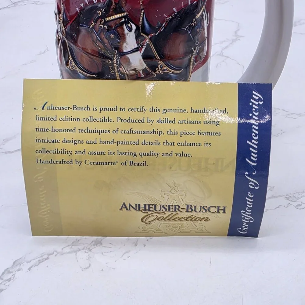 BUDWEISER Holiday Beer Stein 25th Anniversary 2004 CLYDESDALE Horse with COA New